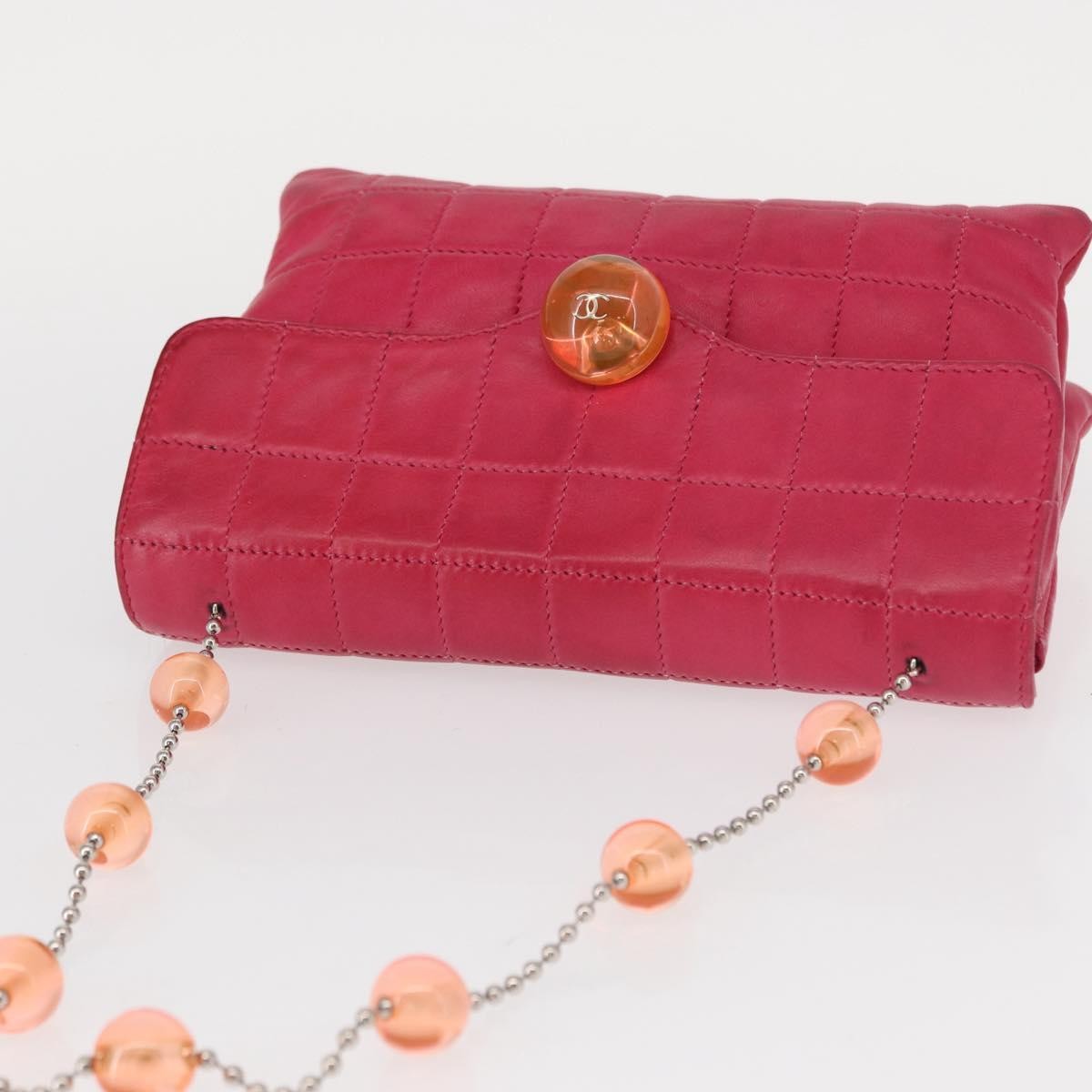 Chanel Chocolate Bar CC Clutch Quilted Leather, PINK, LEATHER, Clutche & pouche