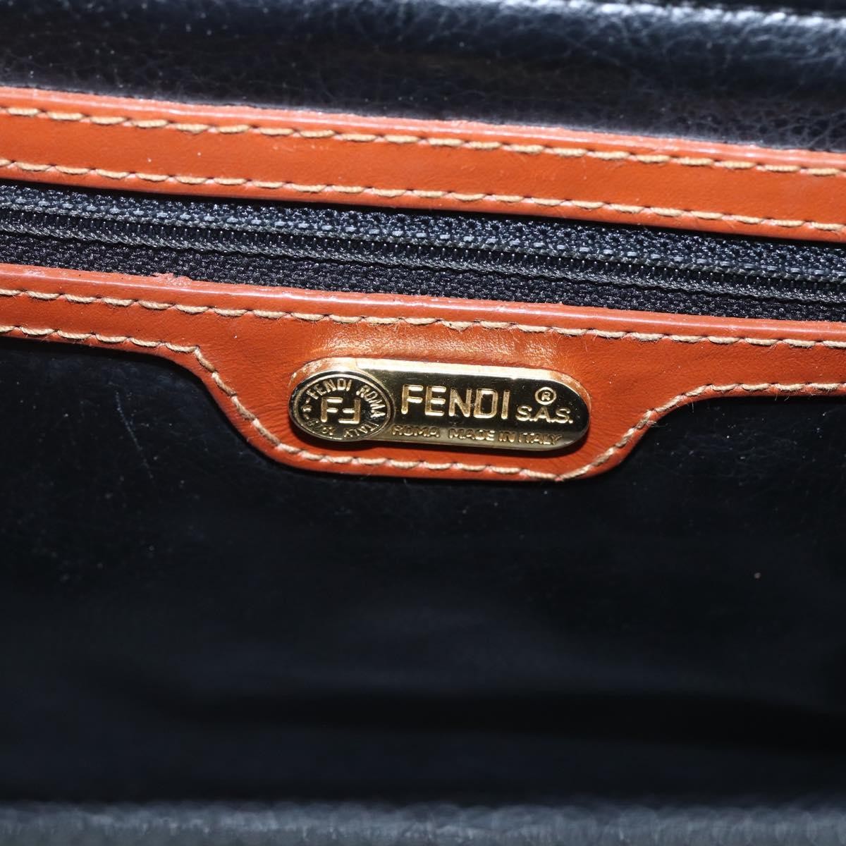 Fendi Vintage Pequin Convertible Boston Bag Coated Canvas, BLACK, PVC, Handbag