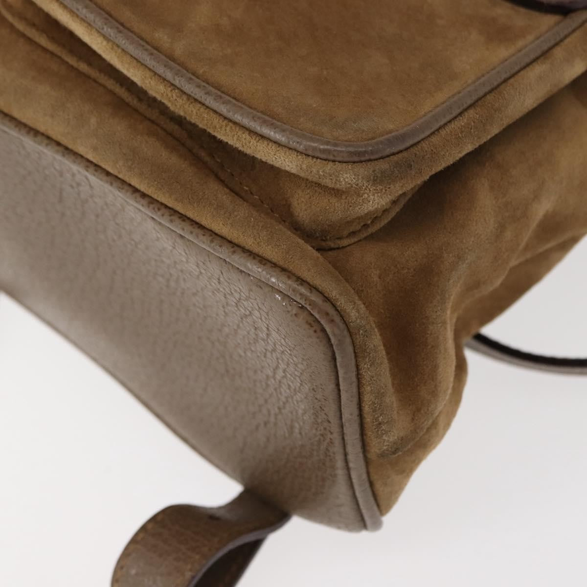 Gucci Vintage Bamboo Backpack Suede, BROWN, SUEDE, Backpack