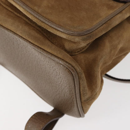 Gucci Vintage Bamboo Backpack Suede, BROWN, SUEDE, Backpack