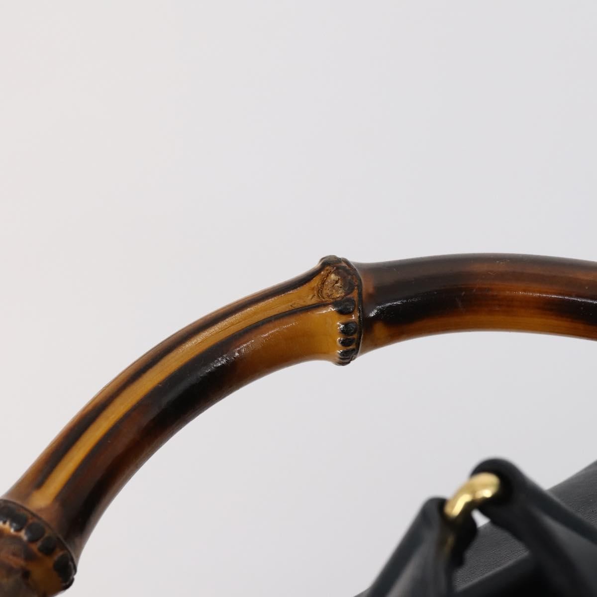 Gucci Vintage Bamboo Backpack Leather, NAVY, LEATHER, Backpack