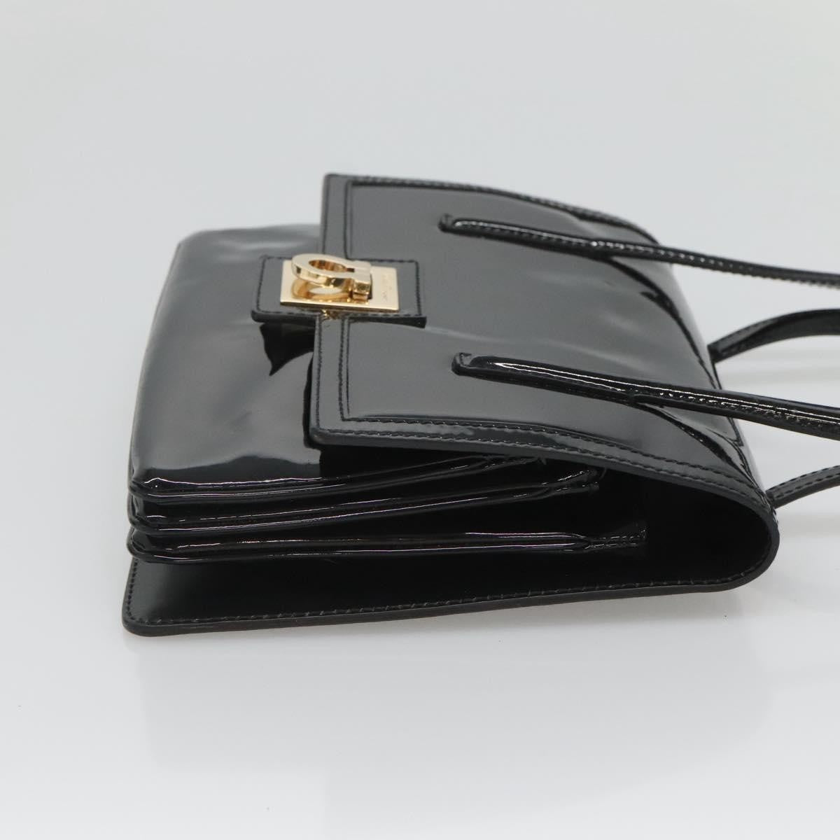 Salvatore Ferragamo Gancini handbag Patent leather, BLACK, PATENT_LEATHER, Handbag