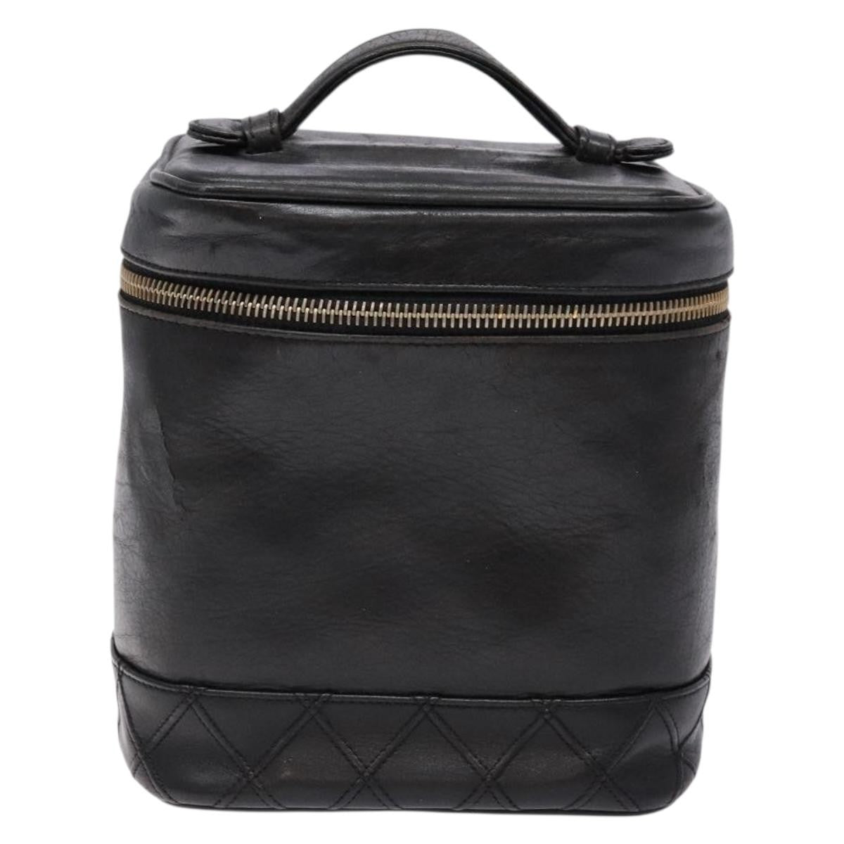 Chanel Vanity pouch Leather, BLACK, LEATHER, Toiletry Case