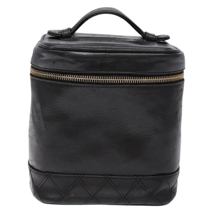 Chanel Vanity pouch Leather, BLACK, LEATHER, Toiletry Case