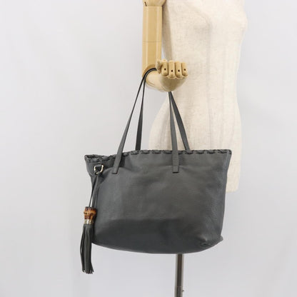 Gucci Bamboo Tassel Tote Leather, GRAY, LEATHER, Tote bag