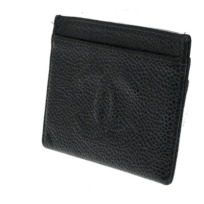 Chanel Logo CC Card case Grained  Leather, BLACK, CALFSKIN, Wallets