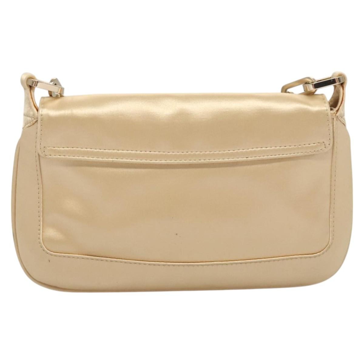 Gucci Chain Flap Shoulder Bag Satin, BEIGE, GOLD, Shoulder bag