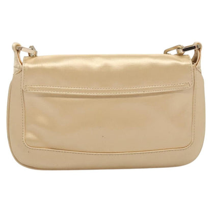 Gucci Chain Flap Shoulder Bag Satin, BEIGE, GOLD, Shoulder bag