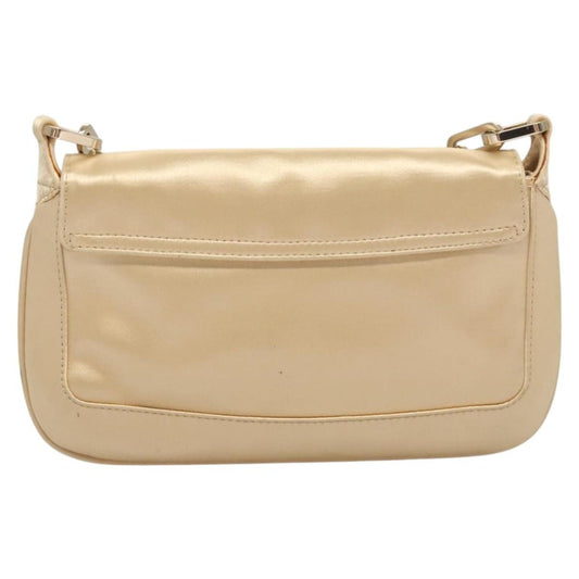 Gucci Chain Flap Shoulder Bag Satin, BEIGE, GOLD, Shoulder bag