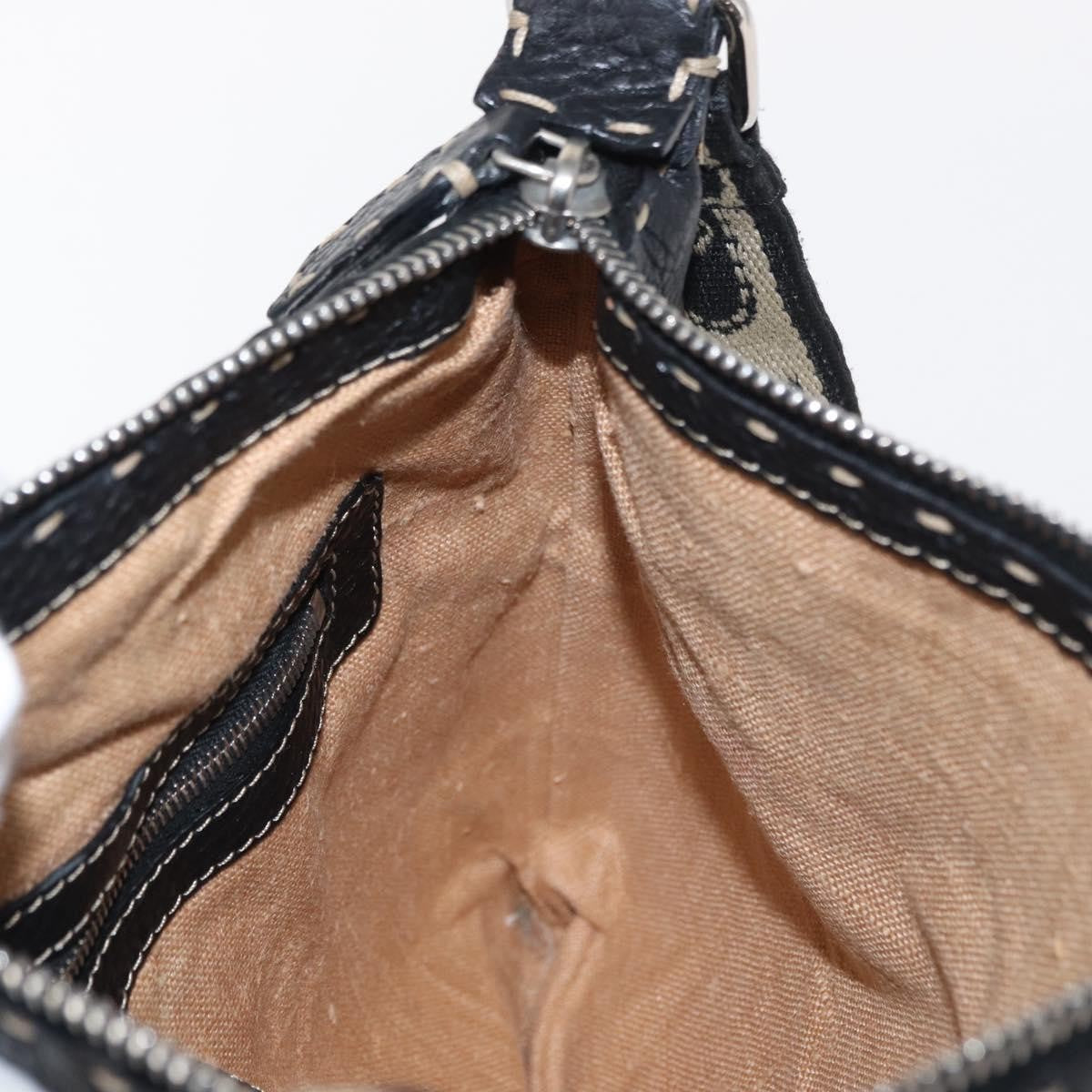 Fendi Vintage Selleria Zip Messenger Bag Leather, BLACK, LEATHER, Shoulder bag