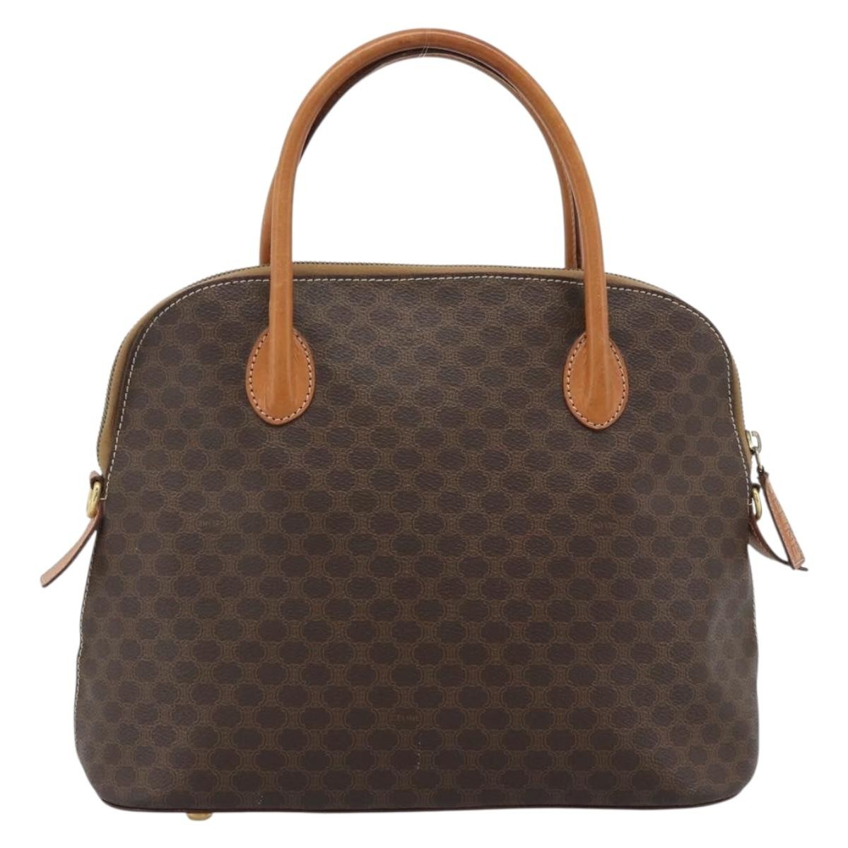 Celine Vintage Macadam Handbag Canvas, Brown, Canvas, Handbag