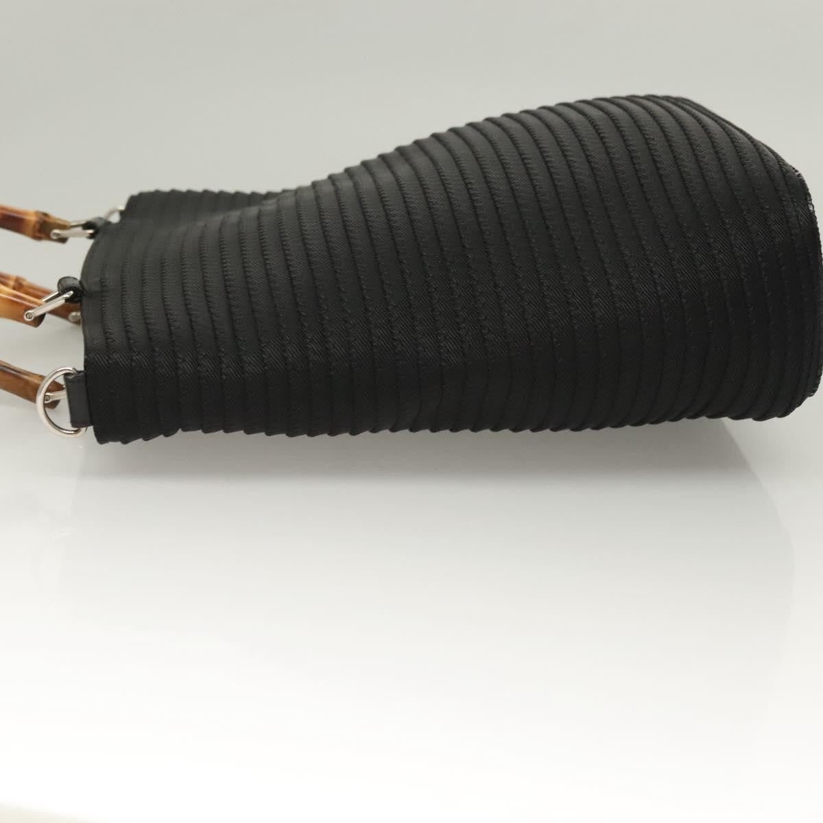 Gucci Vintage Bamboo Handle Bag Nylon, BLACK, NYLON, Handbag