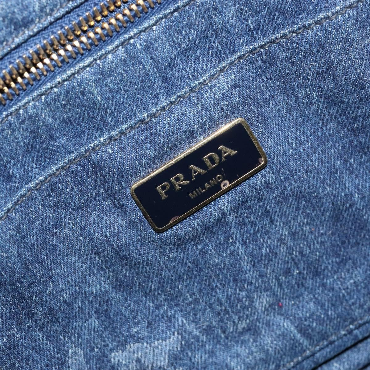 Prada Canapa Convertible Tote Denim, BLUE, DENIM_JEANS, Tote bag