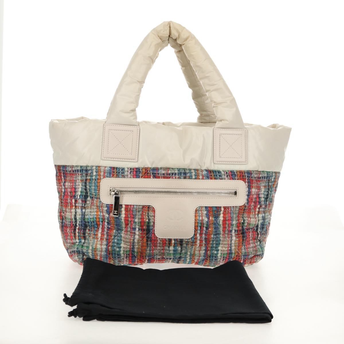 Chanel Coco Cocoon Reversible Tote Quilted Printed Nylon, WHITE, NYLON, Tote bag