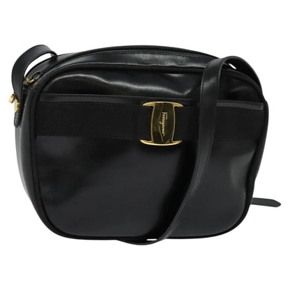 Salvatore Ferragamo Vala Shoulder Bag Leather, BLACK, LEATHER, Shoulder bag