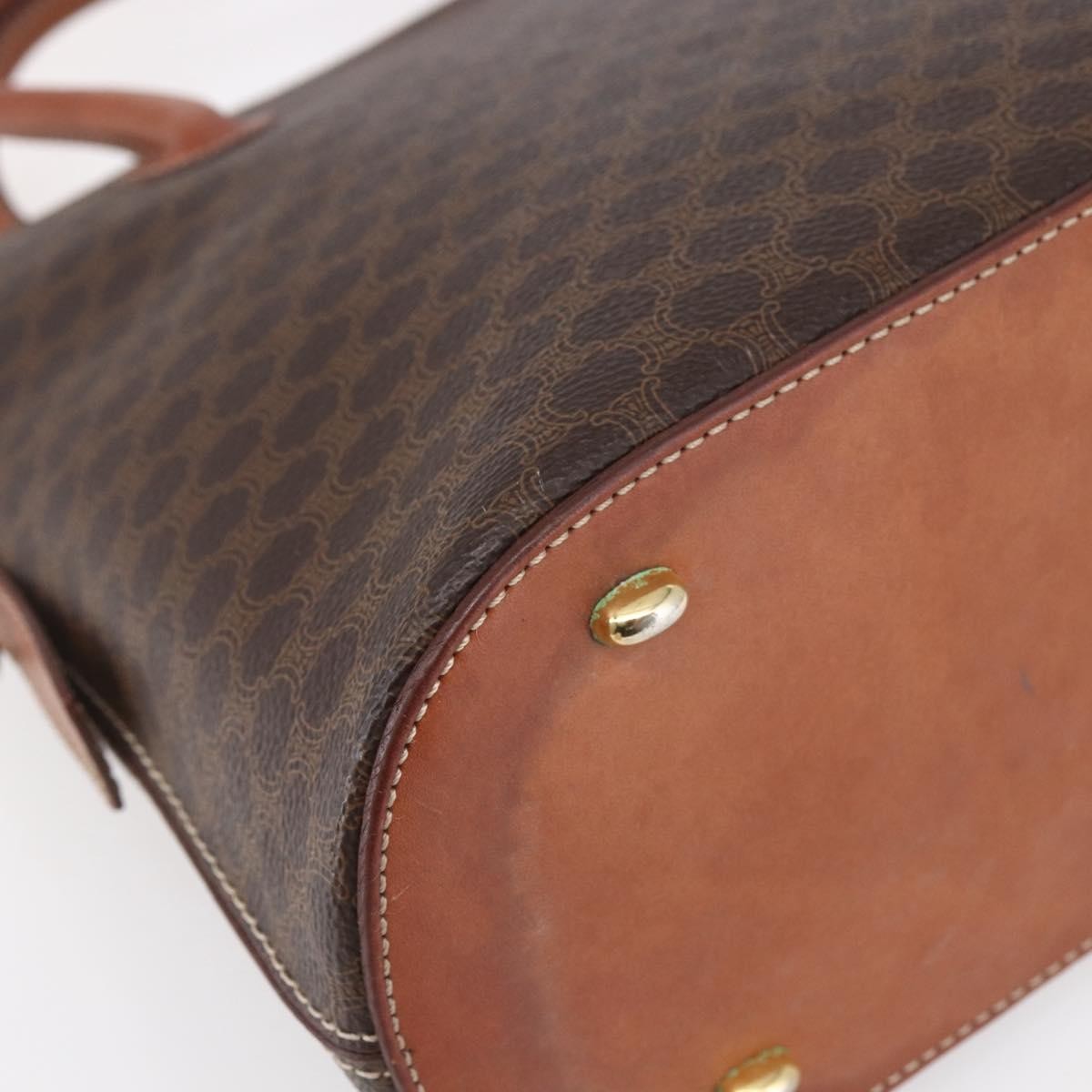 Celine Vintage Macadam Handbag Canvas, BROWN, CANVAS, Handbag