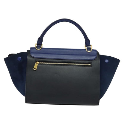 Celine Trapeze Bag Leather with Suede, NAVY, LEATHER, Handbag