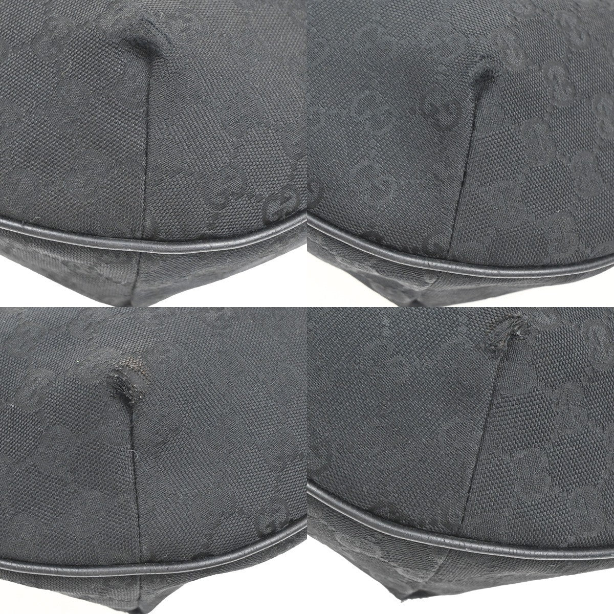 Gucci Half Moon Hobo Messenger GG Canvas, BLACK, CANVAS, Shoulder bag