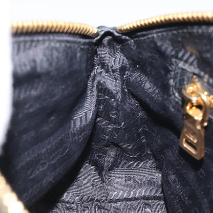 Prada Vintage Pouch Embroidery Nylon, BLACK, NYLON, Clutche & pouche