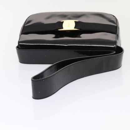 Salvatore Ferragamo Vala Shoulder Bag Patent Leather, BLACK, PATENT_LEATHER, Shoulder bag