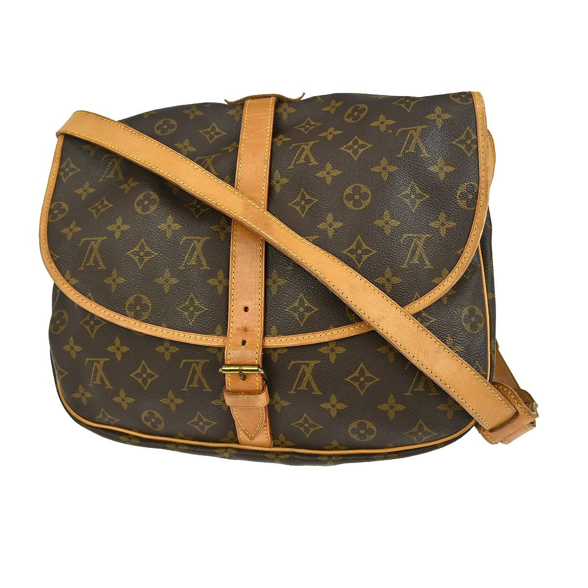Louis Vuitton Saumur Handbag Monogram Canvas, BROWN, CANVAS, Shoulder bag