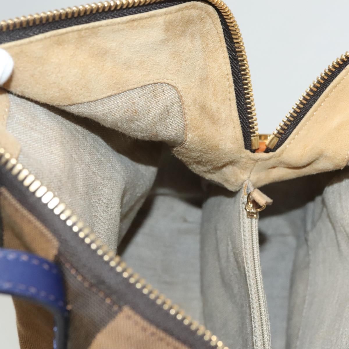 Fendi Pequin 2Bag Canvas and Leather, BROWN, CANVAS, Shoulder bag