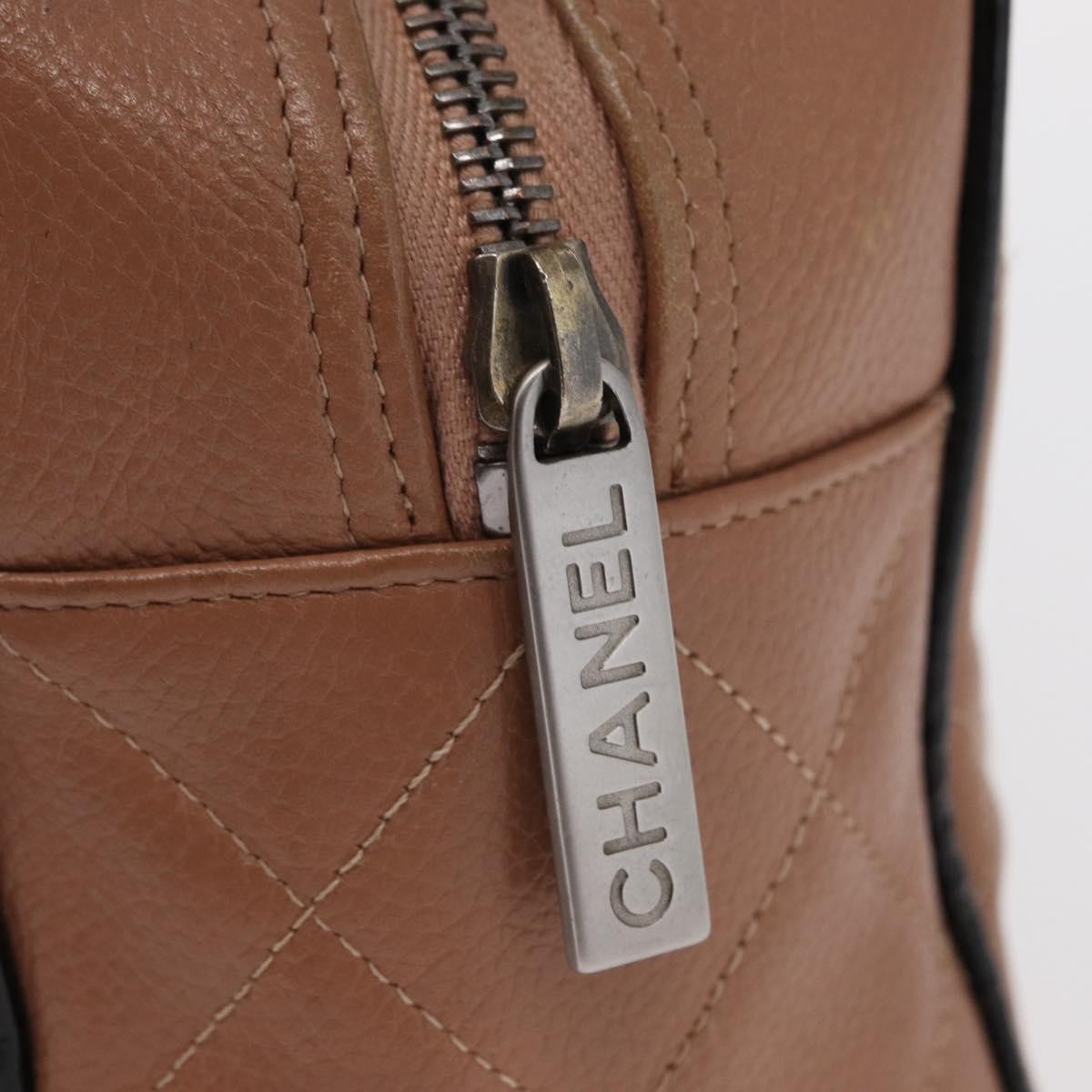 Chanel Embossed Logo Bowler Bag Quilted Caviar, BEIGE, LEATHER, Handbag