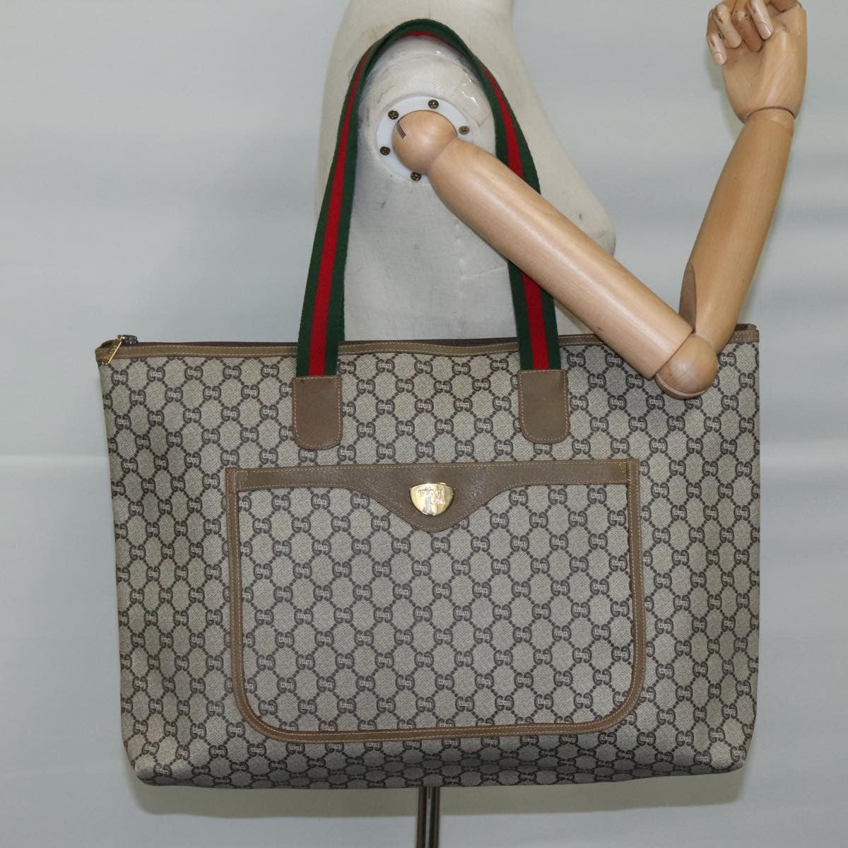 Gucci Ophidia Open Shopping Tote GG Coated Canvas, BEIGE, CANVAS, Tote bag