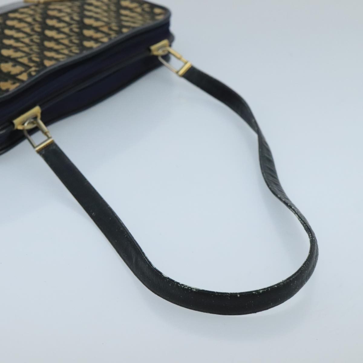 Christian Dior Vintage Trotter Crossbody Bag Diorissimo Coated Canvas, NAVY, CANVAS, Shoulder bag
