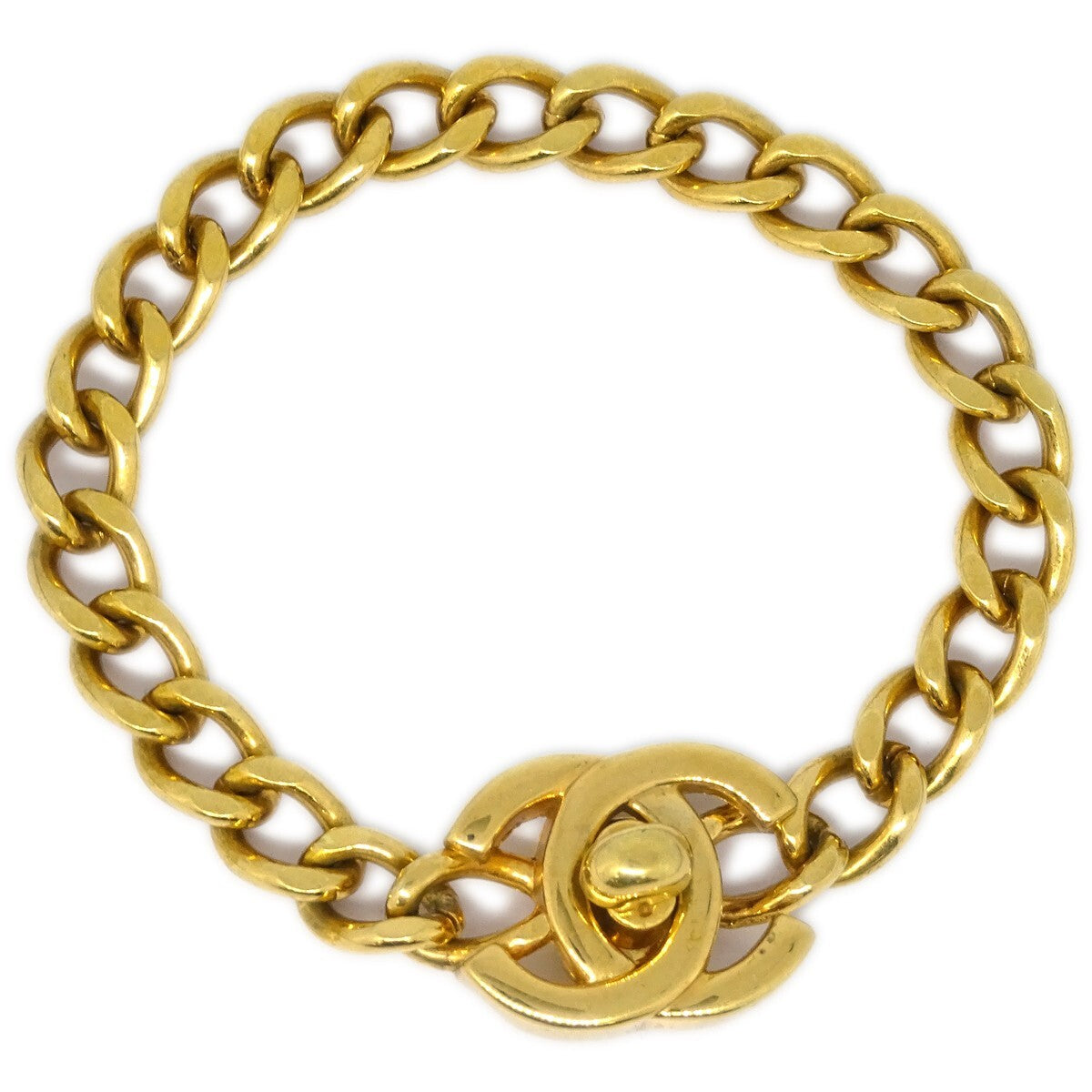 Chanel Vintage CC Turnlock Chain Bracelet Metal, GOLD, GOLD_PLATED, Bracelet