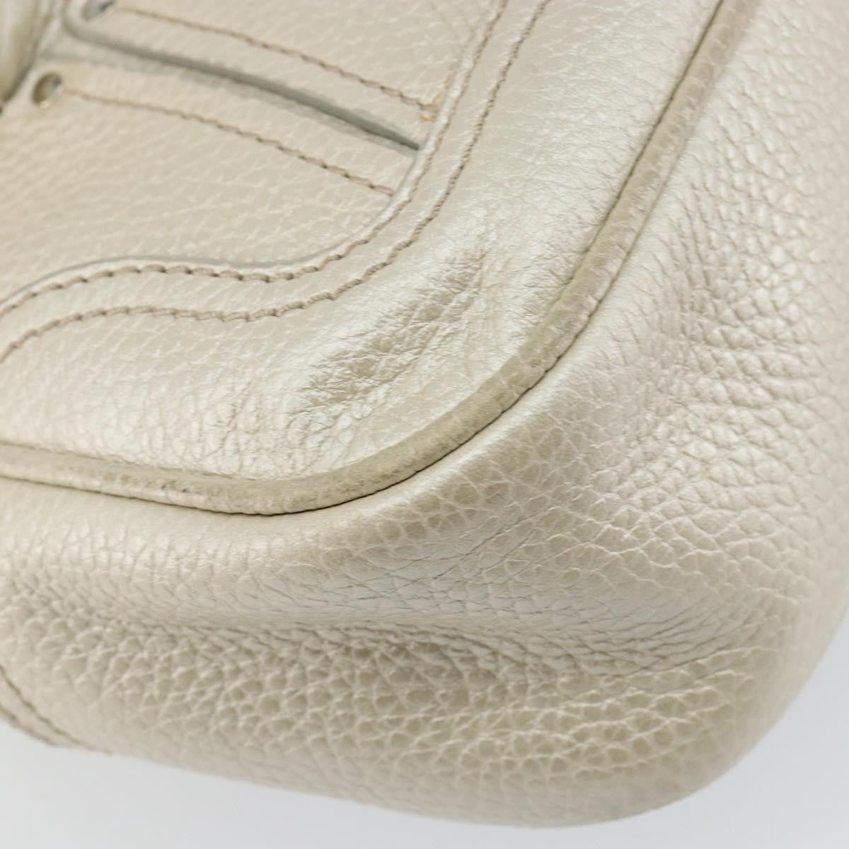 Celine Vintage Buckle Shoulder Bag Leather, WHITE, LEATHER, Shoulder bag