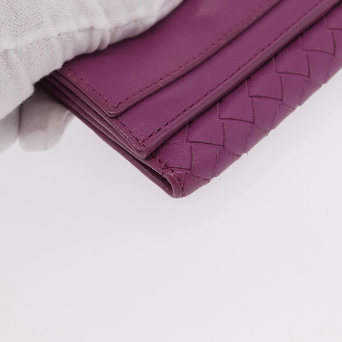 Bottega Veneta Trifold Wallet Intrecciato Leather, PURPLE, LEATHER, Wallets