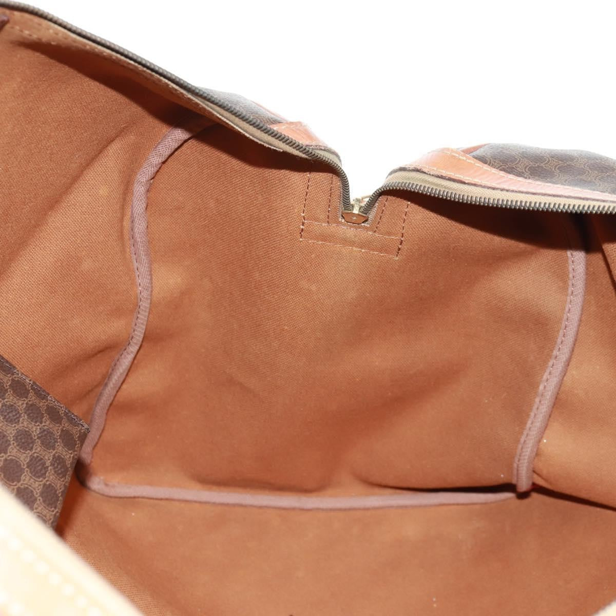 Celine Vintage Macadam Boston bag Canvas and Leather, BROWN, CANVAS, Travel bag