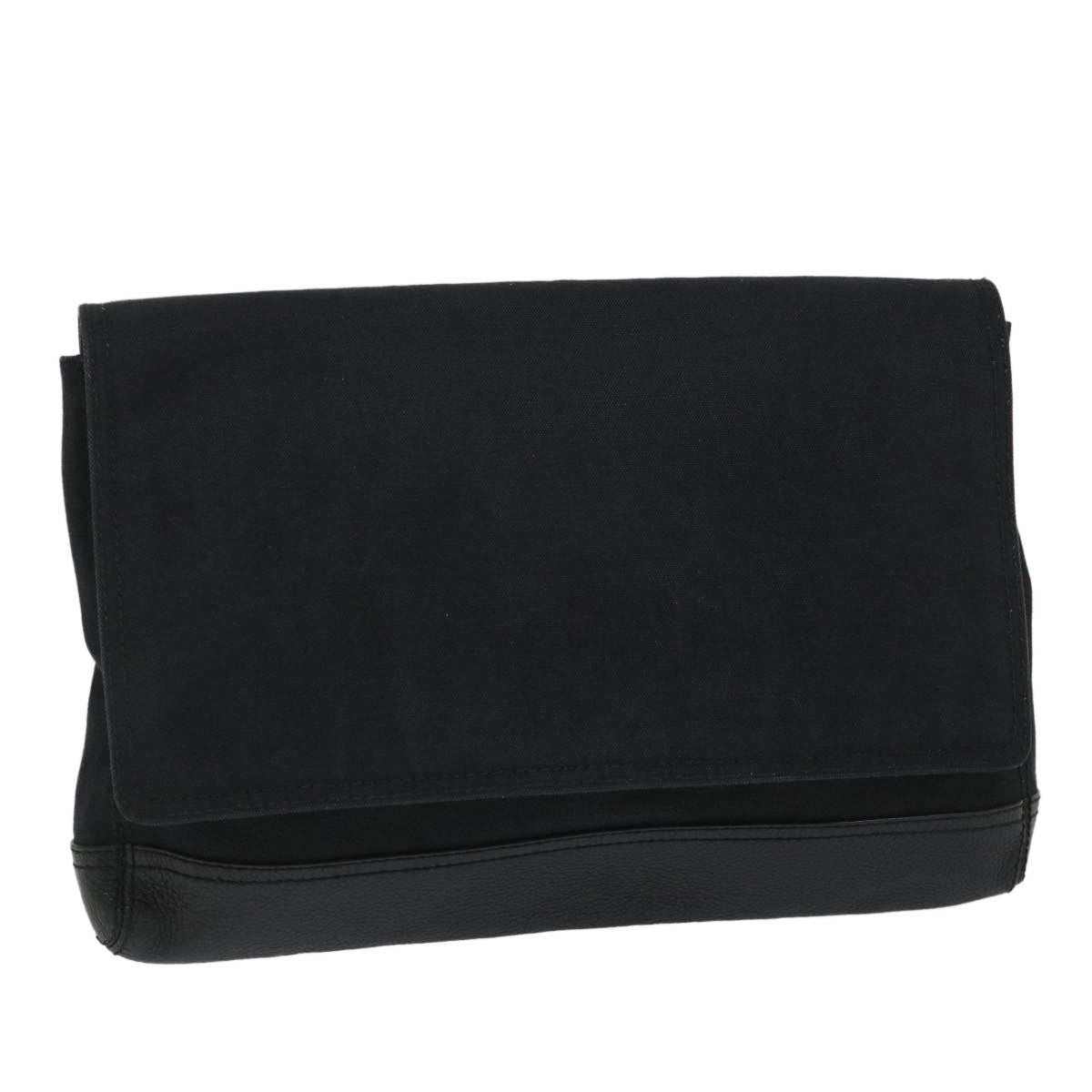 Balenciaga Flap Clutch Canvas with Leather, BLACK, CANVAS, Clutche & pouche