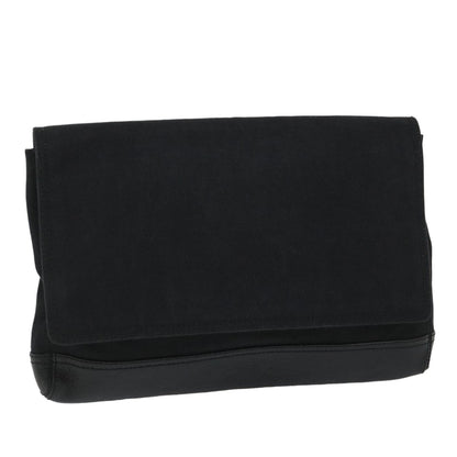 Balenciaga Flap Clutch Canvas with Leather, BLACK, CANVAS, Clutche & pouche