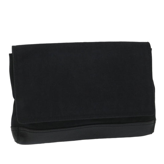 Balenciaga Flap Clutch Canvas with Leather, BLACK, CANVAS, Clutche & pouche