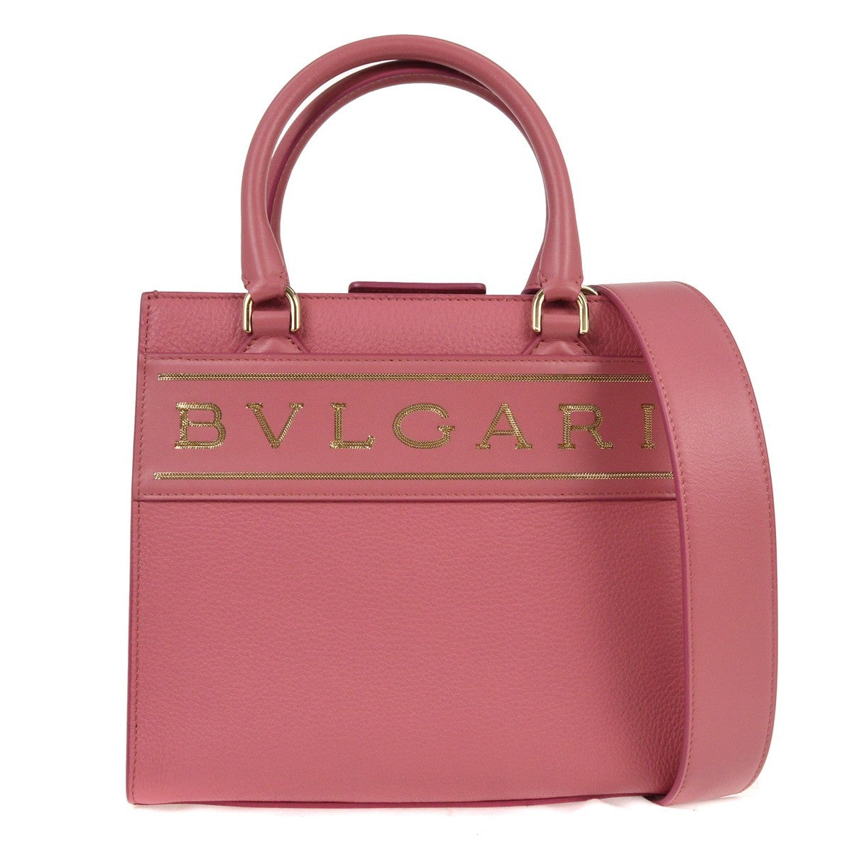 Bvlgari Logo Convertible Tote Leather, PINK, LEATHER, Tote bag