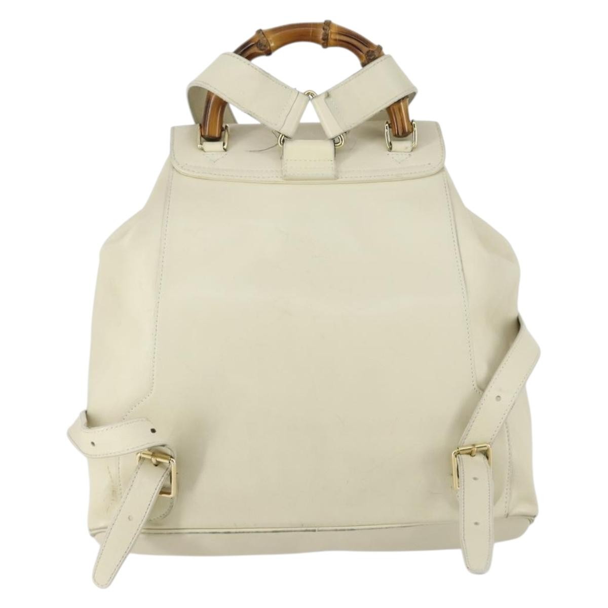 Gucci Vintage Bamboo Backpack Leather, BEIGE, LEATHER, Backpack