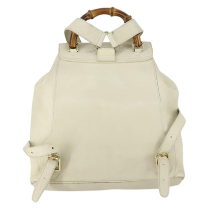 Gucci Vintage Bamboo Backpack Leather, BEIGE, LEATHER, Backpack