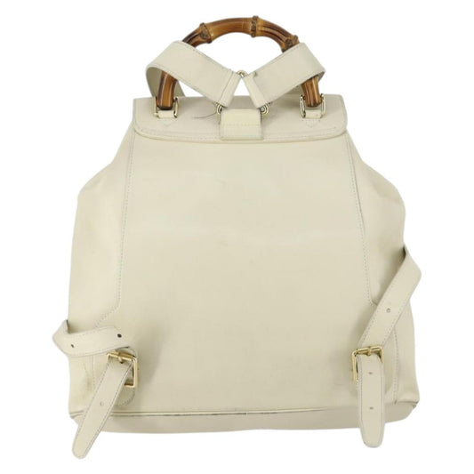 Gucci Vintage Bamboo Backpack Leather, BEIGE, LEATHER, Backpack