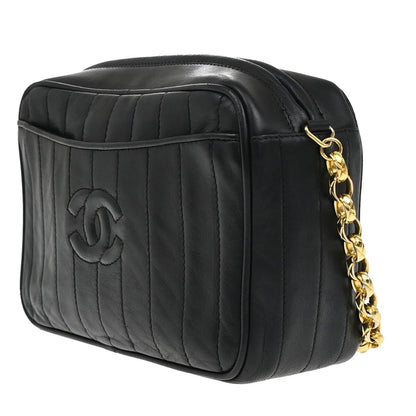 Chanel Vintage Tassel Camera Bag Vertical Quilted Leather, BLACK, LEATHER, Shoulder bag