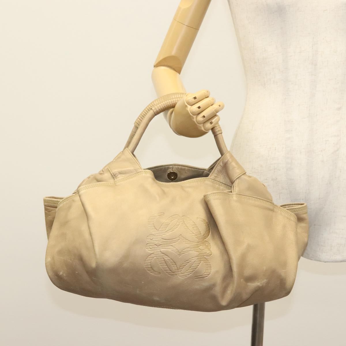 Loewe Anagram Logo Nappa Aire Hand Bag Leather, BEIGE, LEATHER, Handbag