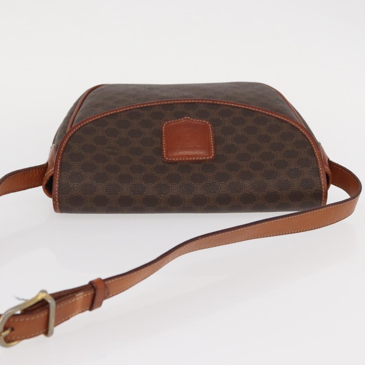 Celine Vintage Macadam Shoulder Bag Canvas and Leather, BROWN, CANVAS, Shoulder bag