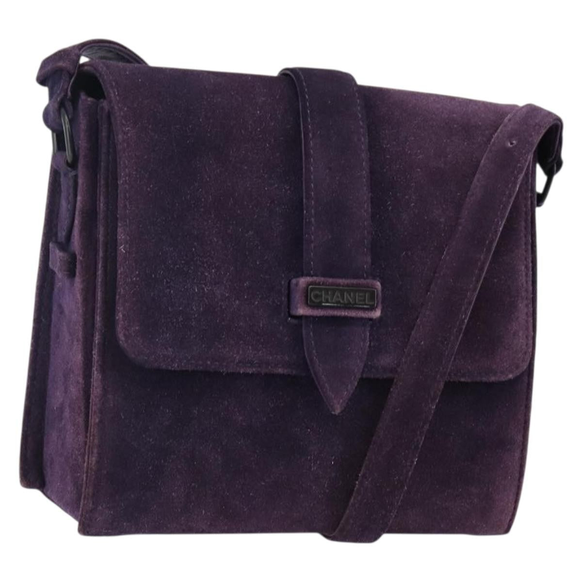 Chanel Flap Clutch Shearling, PURPLE, SUEDE, Clutche & pouche