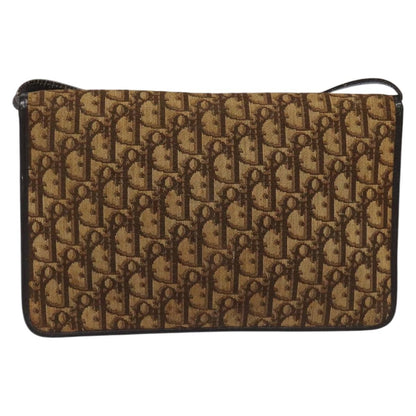 Christian Dior Vintage Trotter Shoulder Bag Embroidered Diorissimo Canvas, BROWN, CANVAS, Shoulder bag