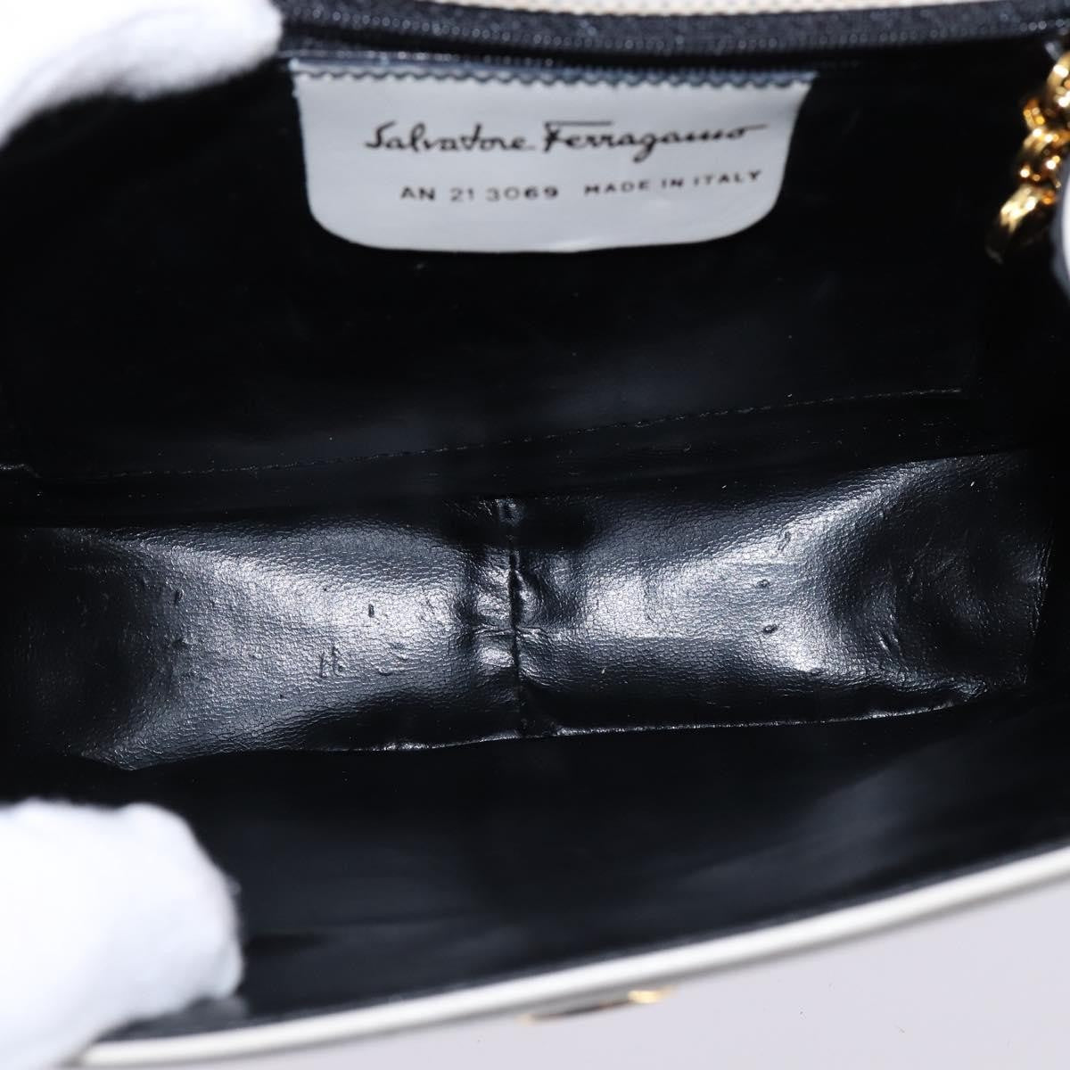 Salvatore Ferragamo Gancini handbag Leather, WHITE, LEATHER, Handbag