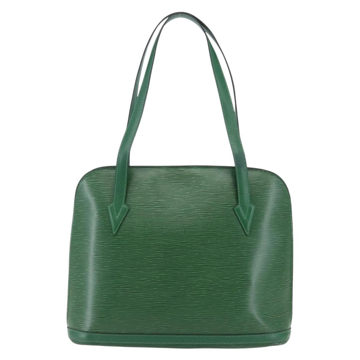 Louis Vuitton Lussac Handbag Epi Leather, GREEN, LEATHER, Handbag