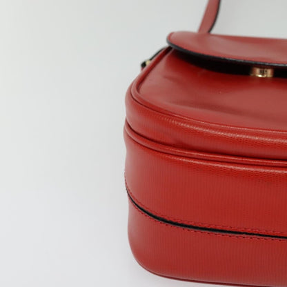 Celine Circle logo Leather, RED, LEATHER, Shoulder bag