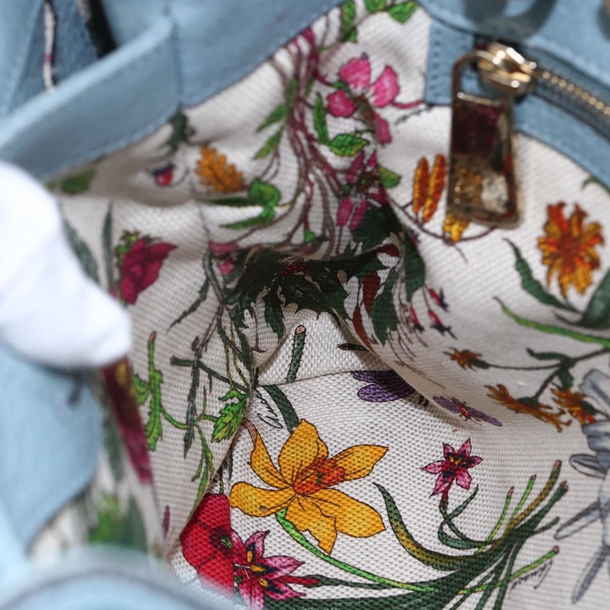 Gucci Bamboo Shopper Tote Leather, BLUE, LEATHER, Handbag