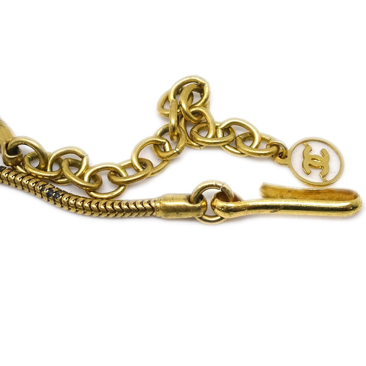 Chanel Vintage CC Ball Pendant Necklace Metal and Enamel, BEIGE, GOLD_PLATED, Necklace